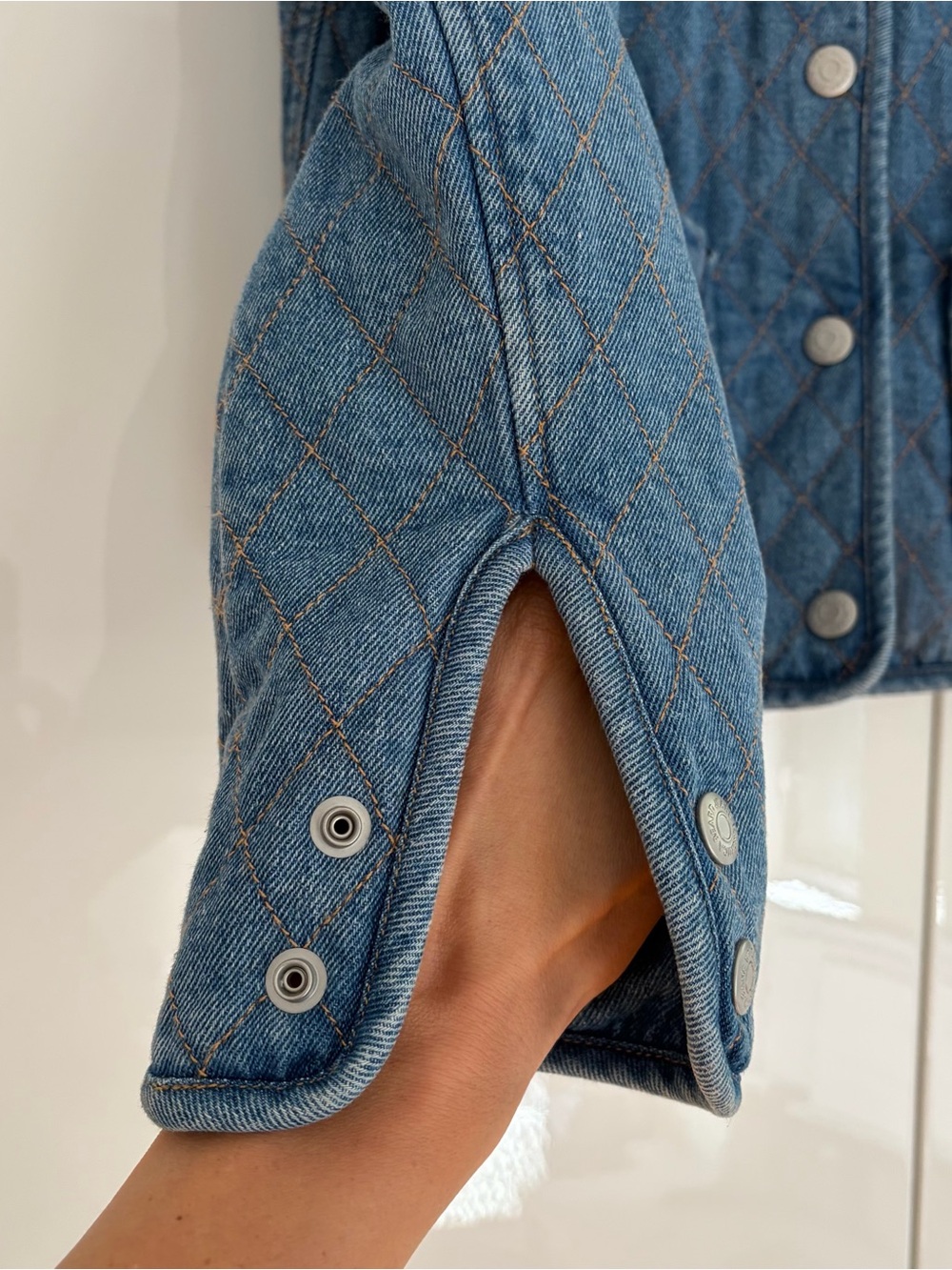 Veronica Beard Quilted Denim Jacket with Puff Shoulders - Picture 3 of 8